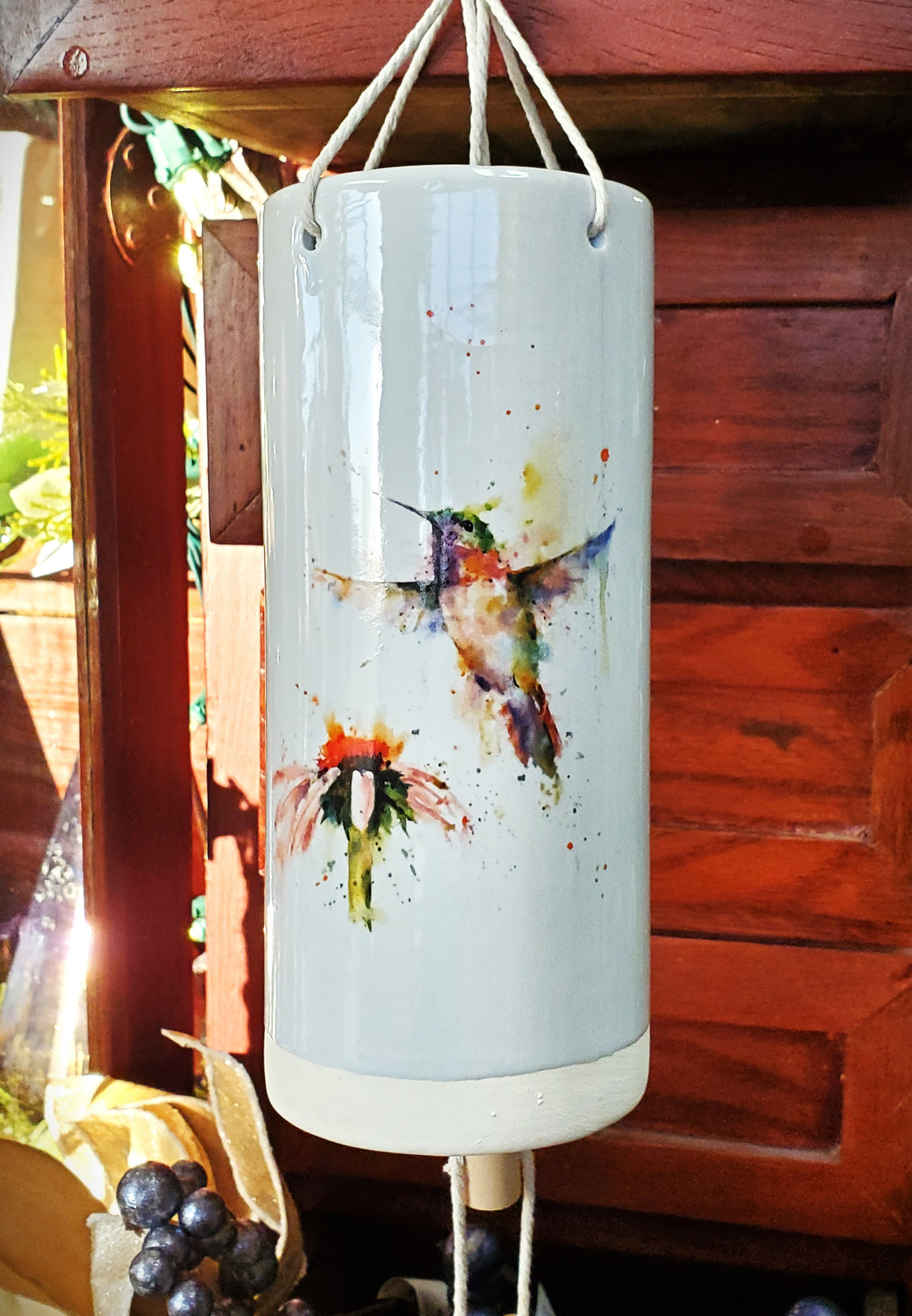 Stoneware Wind Chimes - Hummingbirds