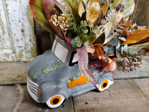 Fall Dried Flower Arrangement in Ceramic Vintage Truck