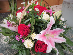 Valentine's Fresh Flower Basket Arrangement