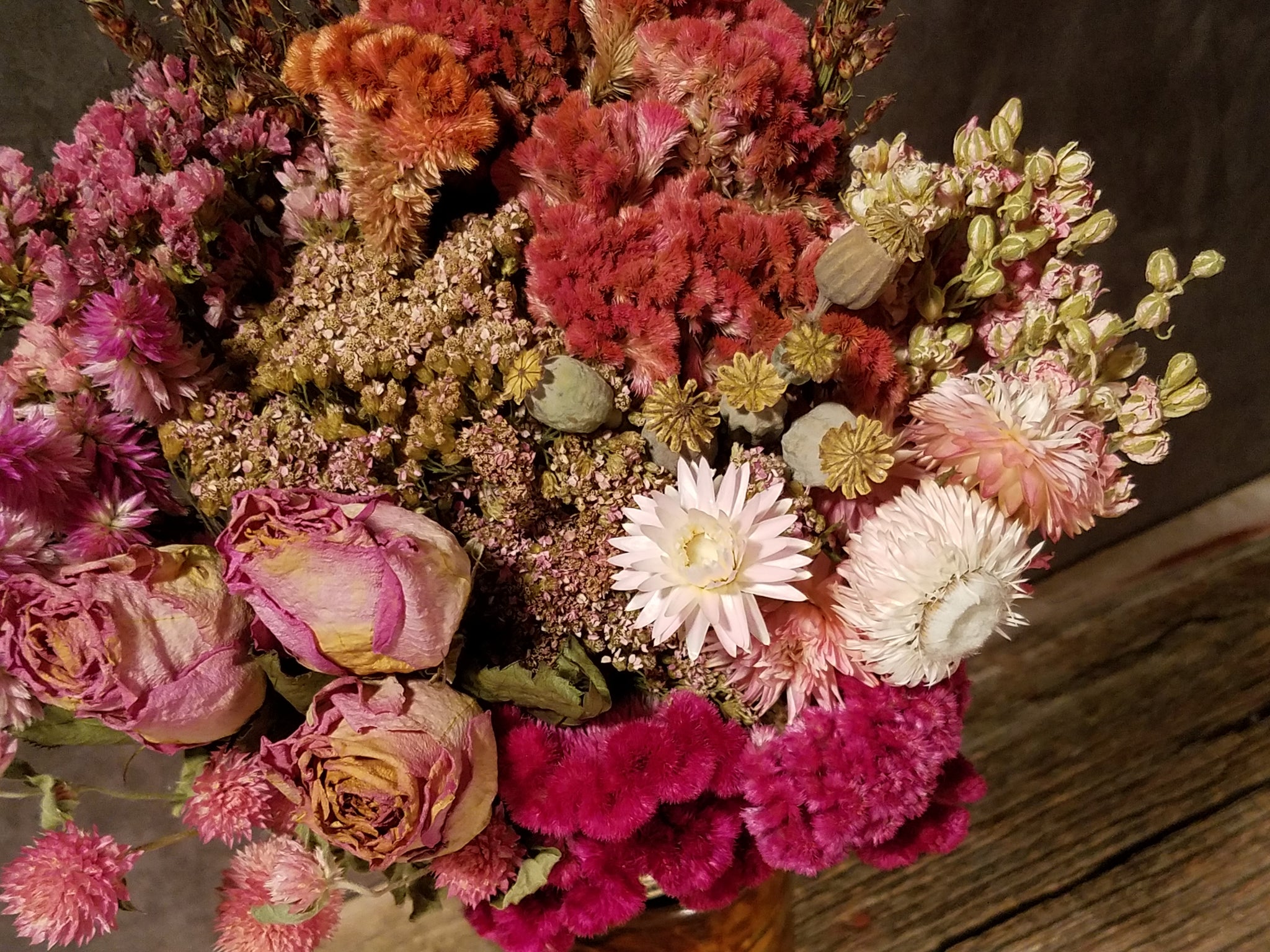 Pink and Orange Dried Florals