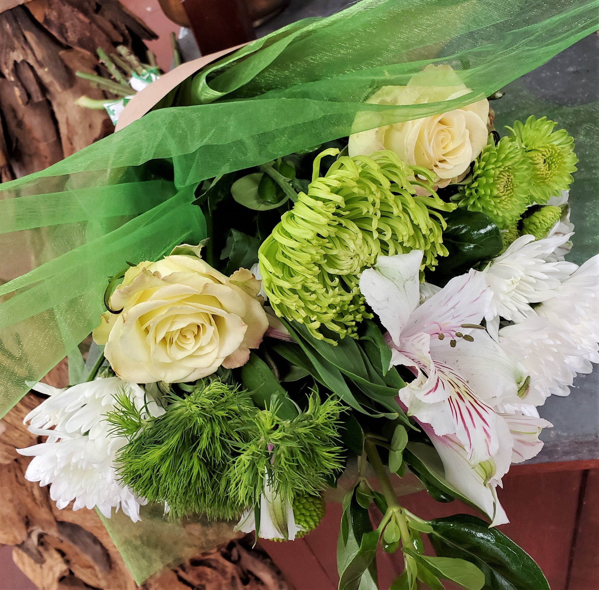 St. Patrick's Day Wrapped Flower Bouquet, Florist's Choice - E's Florals