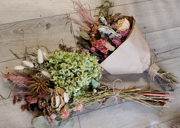 DIY Dried Flower Wrap Bouquet - Autumn Colors - E's Florals